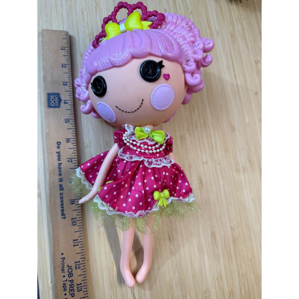 Lalaloopsy Jewel Sparkles Doll Pink Curly Hair Magenta Polka Dot Dress 13 inch - Picture 8 of 8